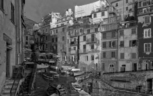 Rainbow above the village of Riomaggiore, Liguria, Italy